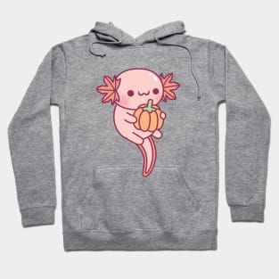 Cute Axolotl With Pumpkin Autumn Leaves Gills Hoodie